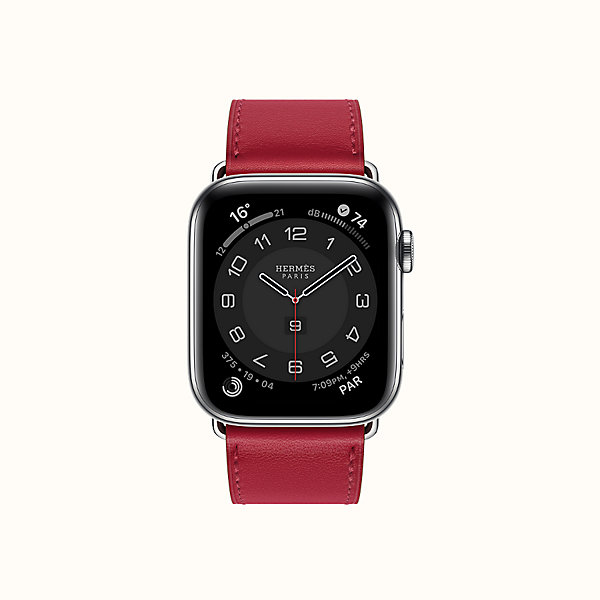 Apple Watch Hermes SingleTour with Capucine Calf Leather Band Pink