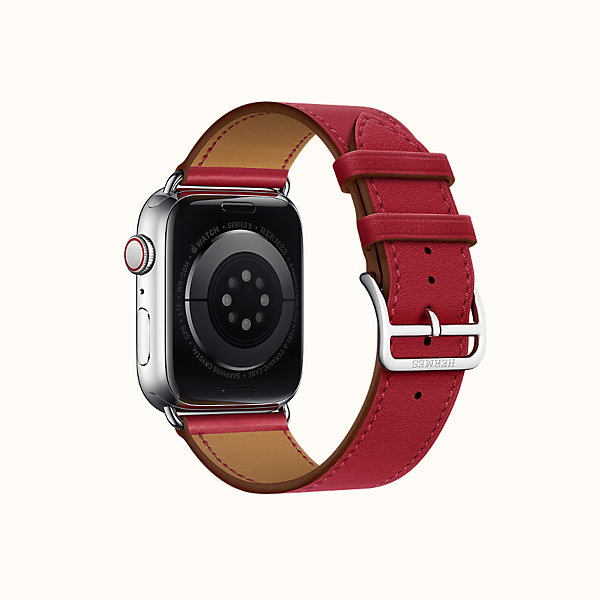 Apple Watch Hermes SingleTour with Capucine Calf Leather Band Pink