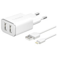 Сетевое зарядное устройство VSP USB 1A Дата-кабель Lightning 1м белый